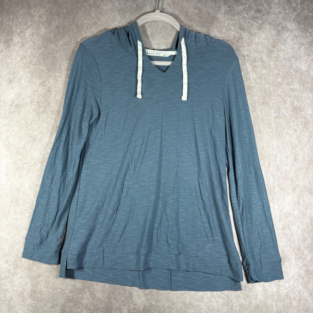 Free Fly Hoodie Women M Blue Bamboo Slub Hoodie 5900 Lightweight Pullover Active